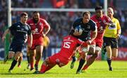 21 October 2018; Rhys Ruddock of Leinster is tackled by Thomas Ramos of Toulouse during the Heineken Champions Cup Pool 1 Round 2 match between Toulouse and Leinster at Stade Ernest Wallon, in Toulouse, France. Photo by Brendan Moran/Sportsfile