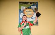 21 October 2018; Carnacon captain Michelle McGing lifts the cup following the Mayo County Senior Club Ladies Football Final match between Carnacon and Knockmore at Kilmeena GAA Club in Mayo. Photo by David Fitzgerald/Sportsfile