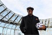 21 October 2018; Premier League legend Ian Wright was in Dublin today to attend an exclusive event hosted by Cadbury, ‘Official Snack Partner’ to the Premier League. Hosted in the Aviva Stadium in Dublin, Ian was joined by Tesco competition winners from all over the country as they enjoyed a meet and greet with the former Arsenal star along with a questions and answers session. The 2018/19 season marked the second year of Cadbury’s three-year partnership. Pictured is Ian Wright at the Aviva Stadium in Dublin. Photo by Sam Barnes/Sportsfile