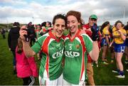 21 October 2018; Martha Carter, left, and Emma Cosgrave of Carnacon celebrate following the Mayo County Senior Club Ladies Football Final match between Carnacon and Knockmore at Kilmeena GAA Club in Mayo. Photo by David Fitzgerald/Sportsfile
