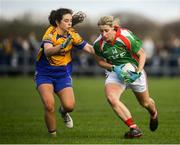 21 October 2018; Cora Staunton of Carnacon in action against Roisin Flynn of Knockmore during the Mayo County Senior Club Ladies Football Final match between Carnacon and Knockmore at Kilmeena GAA Club in Mayo. Photo by David Fitzgerald/Sportsfile