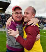 21 October 2018; Castlerahan manager Donal Keogan, left, celebrates with coach Martin Corey following their side's victory during the Cavan County Senior Club Football Championship Final match between Castlerahan and Crosserlough at Kingspan Breffni Park in Cavan. Photo by Seb Daly/Sportsfile