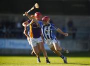 21 October 2018; Niall McMorrow of Ballyboden St Enda's in action against Ryan O'Dwyer of Kilmacud Crokes during the Dublin County Senior Club Hurling Championship Final match between Kilmacud Crokes and Ballyboden St Enda's at Parnell Park, in Dublin. Photo by Daire Brennan/Sportsfile