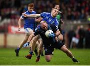 21 October 2018; Eoin Bradley of Killyclogher in action against Peter Herron of Coalisland during the Tyrone County Senior Club Football Championship Final match between Coalisland Fianna and Killyclogher St Mary's at Healy Park, Omagh, in Tyrone. Photo by Philip Fitzpatrick/Sportsfile