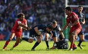 21 October 2018; Luke McGrath of Leinster is tackled by Yoann Huget of Toulouse, left, during the Heineken Champions Cup Pool 1 Round 2 match between Toulouse and Leinster at Stade Ernest Wallon, in Toulouse, France. Photo by Brendan Moran/Sportsfile