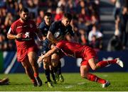21 October 2018; Luke McGrath of Leinster is tackled by Maxime Médard of Toulouse during the Heineken Champions Cup Pool 1 Round 2 match between Toulouse and Leinster at Stade Ernest Wallon, in Toulouse, France. Photo by Brendan Moran/Sportsfile