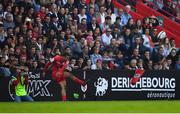 21 October 2018; Thomas Ramos of Toulouse kicks a conversion, to give his side a 28-27 lead, in the final minutes of the Heineken Champions Cup Round Pool 1 Round 2 match between Toulouse and Leinster at Stade Ernest Wallon, in Toulouse, France. Photo by Brendan Moran/Sportsfile