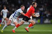 20 October 2018; Will Addison of Ulster in action against Finn Russell of Racing 92 during the Heineken Champions Cup Round Pool 4 Round 2 between Racing 92 and Ulster at Paris La Defence Arena, in Paris, France. Photo by Brendan Moran/Sportsfile