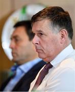 22 October 2018; IRFU Chief Executive Philip Browne, right, and Performance Director David Nucifora during an IRFU Strategic Plan press briefing at the Aviva Stadium in Dublin. Photo by Ramsey Cardy/Sportsfile