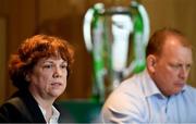 22 October 2018; Chair of IRFU Women’s Sub Committee Mary Quinn, left, and IRFU Rugby Development Director Scott Walker during an IRFU Strategic Plan press briefing at the Aviva Stadium in Dublin. Photo by Ramsey Cardy/Sportsfile