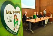 22 October 2018; The Football Association of Ireland have teamed up with Brendan & Jenny O'Carroll from Mrs. Brown's Boys, to provide cardiac screening to all children and adolescents from the National League squads. At grassroots level, the initiative will train all coaches around the country in the use of defibrillators, CPR and basic life support. This training is accredited by the Irish Heart Foundation. The FAI began cardiac screening of the Republic of Ireland Under-15 players in 2007 and then extended that to cover domestic league players the following year. This initiative will involve the screening of players in the U-13, U-15, U-17 & U-19 tiers, as well as the U-17s in the Women's National League. Pictured is a general view of the launch, at the FAI National Training Centre in Abbotstown, Dublin.  Photo by Seb Daly/Sportsfile