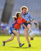 22 October 2018; Catherine Crowley of Scoil Mhuire, Sandymount, Co. Dublin, in action against Maeve Moran of Belgrove Senior GNS, Clontarf, Co. Dublin, during day 1 of the Allianz Cumann na mBunscol Finals at Croke Park in Dublin.  Photo by Sam Barnes/Sportsfile
