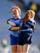 22 October 2018; Ali Henry, left, and Izzy Dowling of Scoil Mhuire, Sandymount, Co. Dublin, celebrate a goal during day 1 of the Allianz Cumann na mBunscol Finals at Croke Park in Dublin.  Photo by Sam Barnes/Sportsfile