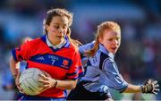 22 October 2018; Mischa Mulvaney of Belgrove Senior GNS, Clontarf, Co. Dublin, in action against Izzy Dowling of Scoil Mhuire, Sandymount, Co. Dublin, during day 1 of the Allianz Cumann na mBunscol Finals at Croke Park in Dublin.  Photo by Sam Barnes/Sportsfile