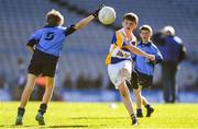 22 October 2018; Luke Smith of Scoil Treasa, Firhouse, Co. Dublin, in action against Mark O'Meara of St Mary's BNS, Booterstown, Co. Dublin, during day 1 of the Allianz Cumann na mBunscol Finals at Croke Park in Dublin.  Photo by Sam Barnes/Sportsfile