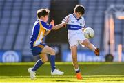 22 October 2018; Jamie Dixon of Scoil Mhuire BNS, Marino, Co. Dublin, in action against Charlie Hamilton of Drimnagh Castle PS, Co. Dublin, during day 1 of the Allianz Cumann na mBunscol Finals at Croke Park in Dublin.  Photo by Sam Barnes/Sportsfile