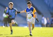 22 October 2018; Luke Perry of Scoil Treasa, Firhouse, Co. Dublin, in action against Mark O'Meara of St Mary's BNS, Booterstown, Co. Dublin, during day 1 of the Allianz Cumann na mBunscol Finals at Croke Park in Dublin.  Photo by Sam Barnes/Sportsfile