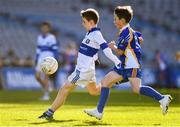 22 October 2018; Harry Dinnegan of Scoil Mhuire BNS, Marino, Co. Dublin, in action against Charlie Hamilton of Drimnagh Castle PS, Co. Dublin, during day 1 of the Allianz Cumann na mBunscol Finals at Croke Park in Dublin.  Photo by Sam Barnes/Sportsfile