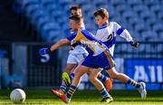 22 October 2018; Adam Heaney of Scoil Mhuire BNS, Marino, Co. Dublin, in action against Charlie Quinn of Drimnagh Castle PS, Co. Dublin, during day 1 of the Allianz Cumann na mBunscol Finals at Croke Park in Dublin.  Photo by Sam Barnes/Sportsfile