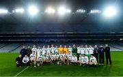 22 October 2018; The Irish Defence Forces squad and management team with the cup after winning the John Morley Memorial Cup match between The Irish Defence Forces and An Garda Síochána at Croke Park in Dublin.  Photo by Piaras Ó Mídheach/Sportsfile