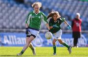 22 October 2018; Alex Smyth of Ballyboughal NS in action against Evelyn Ní Laoire of Gaelscoil Bhaile Brigín during day 1 of the Allianz Cumann na mBunscol Finals at Croke Park in Dublin.  Photo by Sam Barnes/Sportsfile