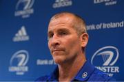 23 October 2018; Leinster senior coach Stuart Lancaster speaks to the media during a Leinster Rugby press conference at UCD Belfield in Dublin. Photo by Brendan Moran/Sportsfile