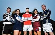 23 October 2018; At the launch of the AIB Camogie and Club Championship are, from left, Midleton and Cork Senior Hurler Conor Lehane, Naomh Jude and Dublin Senior Camogie goalkeeper Faye McCarthy, Ballintubber and Mayo footballer Diarmuid O’Connor, St Martin's and Wexford camogie player Mags D'Arcy and Scotstown and Monaghan goalkeeper Rory Beggan. This is AIB’s 28th year sponsoring the AIB GAA Football, Hurling and their 6th year sponsoring the Camogie Club Championships. For exclusive content and behind the scenes action throughout the AIB GAA & Camogie Club Championships follow AIB GAA on Facebook, Twitter, Instagram and Snapchat.   Photo by Ramsey Cardy/Sportsfile