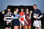 23 October 2018; At the launch of the AIB Camogie and Club Championship are, from left, Midleton and Cork Senior Hurler Conor Lehane, Naomh Jude and Dublin Senior Camogie goalkeeper Faye McCarthy, Ballintubber and Mayo footballer Diarmuid O’Connor, St Martin's and Wexford camogie player Mags D'Arcy and Scotstown and Monaghan goalkeeper Rory Beggan. This is AIB’s 28th year sponsoring the AIB GAA Football, Hurling and their 6th year sponsoring the Camogie Club Championships. For exclusive content and behind the scenes action throughout the AIB GAA & Camogie Club Championships follow AIB GAA on Facebook, Twitter, Instagram and Snapchat.   Photo by Ramsey Cardy/Sportsfile
