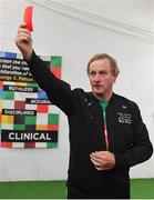 23 October 2018; Enda Kenny, former Taoiseach and former leader of Fine Gael, acting as Mayo manager, during a team talk before the Charity Croke Park Challenge 2018 Self Help Africa match between Cork and Mayo at Croke Park in Dublin. Photo by Piaras Ó Mídheach/Sportsfile