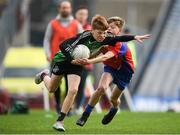 23 October 2018; Senan Bolger from St. Mary's BNS, Lucan, Co Dublin, in action against Alex Leonard from Belgrove Senior BNS, Clontarf, Co Dublin, during day 2 of the Allianz Cumann na mBunscol Finals at Croke Park in Dublin. Photo by Harry Murphy/Sportsfile