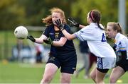 24 October 2018; Orla O'Rourke of DCU 3 in action against Leah Shekelton of DIT 2 during the Junior Final during the 2018 Gourmet Food Parlour HEC Freshers Blitz at Dublin City University in Dublin. Photo by Matt Browne/Sportsfile