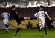 24 October 2018; Oliver Olsen of FC Midtjylland in action against Ryan Graydon of Bohemians during the UEFA Youth League, 1st Round, 2nd Leg, match between Bohemians and FC Midtjylland at Dalymount Park in Dublin. Photo by Harry Murphy/Sportsfile