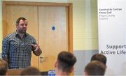 25 October 2018; Former Republic of Ireland international Andy Reid answers questions during the FAI and Fingal County Council Transition Year Football Development Course at Corduff Sports Centre in Dublin. Photo by Harry Murphy/Sportsfile