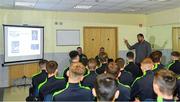 25 October 2018; Former Republic of Ireland international Andy Reid answers questions during the FAI and Fingal County Council Transition Year Football Development Course at Corduff Sports Centre in Dublin. Photo by Harry Murphy/Sportsfile