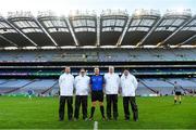 22 October 2018; Referee, and member of An Garda Síochána, Alan Kelly and his officials at the President's Cup match between The Irish Defence Forces and An Garda Síochána at Croke Park in Dublin.  Photo by Piaras Ó Mídheach/Sportsfile