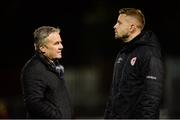 26 October 2018; St Patrick's Athletic incoming manager Harry Kenny, left, with caretaker manager Ger O'Brien prior to the SSE Airtricity League Premier Division match between St Patrick's Athletic and Derry City at Richmond Park in Dublin. Photo by Tom Beary/Sportsfile