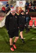 26 October 2018; Ulster defence coach Jared Payne, left, and Ulster Head Coach Dan McFarland before the Guinness PRO14 Round 7 match between Ulster and Dragons at the Kingspan Stadium in Belfast. Photo by Oliver McVeigh/Sportsfile
