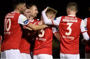 26 October 2018; Conor Clifford of St Patrick's Athletic celebrates with team-mates after scoring his side's first goal during the SSE Airtricity League Premier Division match between St Patrick's Athletic and Derry City at Richmond Park in Dublin. Photo by Tom Beary/Sportsfile