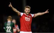 26 October 2018; Conor Clifford of St Patrick's Athletic celebrates after scoring his side's first goal during the SSE Airtricity League Premier Division match between St Patrick's Athletic and Derry City at Richmond Park in Dublin. Photo by Tom Beary/Sportsfile