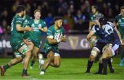 26 October 2018; Bundee Aki of Connacht in action against Dan Lydiate and Sam Davies of Ospreys during the Guinness PRO14 Round 7 match between Ospreys and Connacht at Morganstone Brewery Field in Bridgend, Wales. Photo by Be Evans/Sportsfile