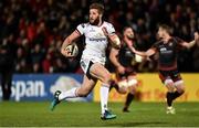 26 October 2018; Stuart McCloskey of Ulster on his way to scoring his side's fifth try during the Guinness PRO14 Round 7 match between Ulster and Dragons at the Kingspan Stadium in Belfast. Photo by Oliver McVeigh/Sportsfile