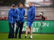 27 October 2018; Leinster head coach Leo Cullen, right, in conversation with Benetton Rugby head coach Kieran Crowley, left, and Benetton Defence Coach Marius Goosen ahead of the Guinness PRO14 Round 7 match between Benetton and Leinster at Stadio Comunale Di Monigo in Treviso, Italy. Photo by Sam Barnes/Sportsfile