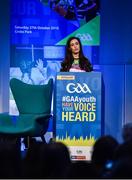 27 October 2018; Lauren Guilfoyle, National GAA Youth Committee, speaking during the #GAAyouth Forum 2018 at Croke Park in Dublin. Photo by Piaras Ó Mídheach/Sportsfile