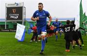 27 October 2018; Seán O'Brien of Leinster leads his team out ahead of the Guinness PRO14 Round 7 match between Benetton and Leinster at Stadio Comunale Di Monigo in Treviso, Italy. Photo by Sam Barnes/Sportsfile