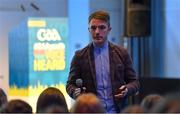 27 October 2018; Ross Munnelly, Laois footballer, speaking during the #GAAyouth Forum 2018 at Croke Park in Dublin. Photo by Piaras Ó Mídheach/Sportsfile