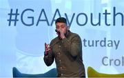 27 October 2018; Johnny Smacks of The 2 Johnnies performing during the #GAAyouth Forum 2018 at Croke Park in Dublin. Photo by Piaras Ó Mídheach/Sportsfile