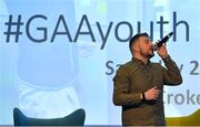 27 October 2018; Johnny Smacks of The 2 Johnnies performing during the #GAAyouth Forum 2018 at Croke Park in Dublin. Photo by Piaras Ó Mídheach/Sportsfile