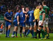 27 October 2018; Conor O'Brien of Leinster, 23, is congratulated by Dan Leavy after scoring his side's third try during the Guinness PRO14 Round 7 match between Benetton and Leinster at Stadio Comunale Di Monigo in Treviso, Italy. Photo by Sam Barnes/Sportsfile