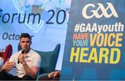 27 October 2018; Sky Sports ambassador and Cork hurler Conor Lehane speaking to the 2 Johnnies during the #GAAyouth Forum 2018 at Croke Park, Dublin. Photo by Eóin Noonan/Sportsfile