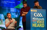 27 October 2018; Ollie Canning, Sky Sports Pundit and former Galway hurler, speaking to the 2 Johnnies during the #GAAyouth Forum 2018 at Croke Park, Dublin. Photo by Eóin Noonan/Sportsfile